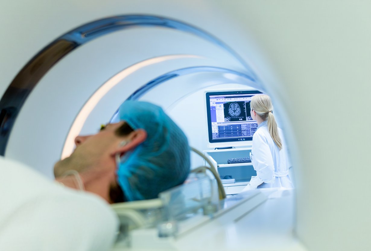 Мужчине делают МРТ
